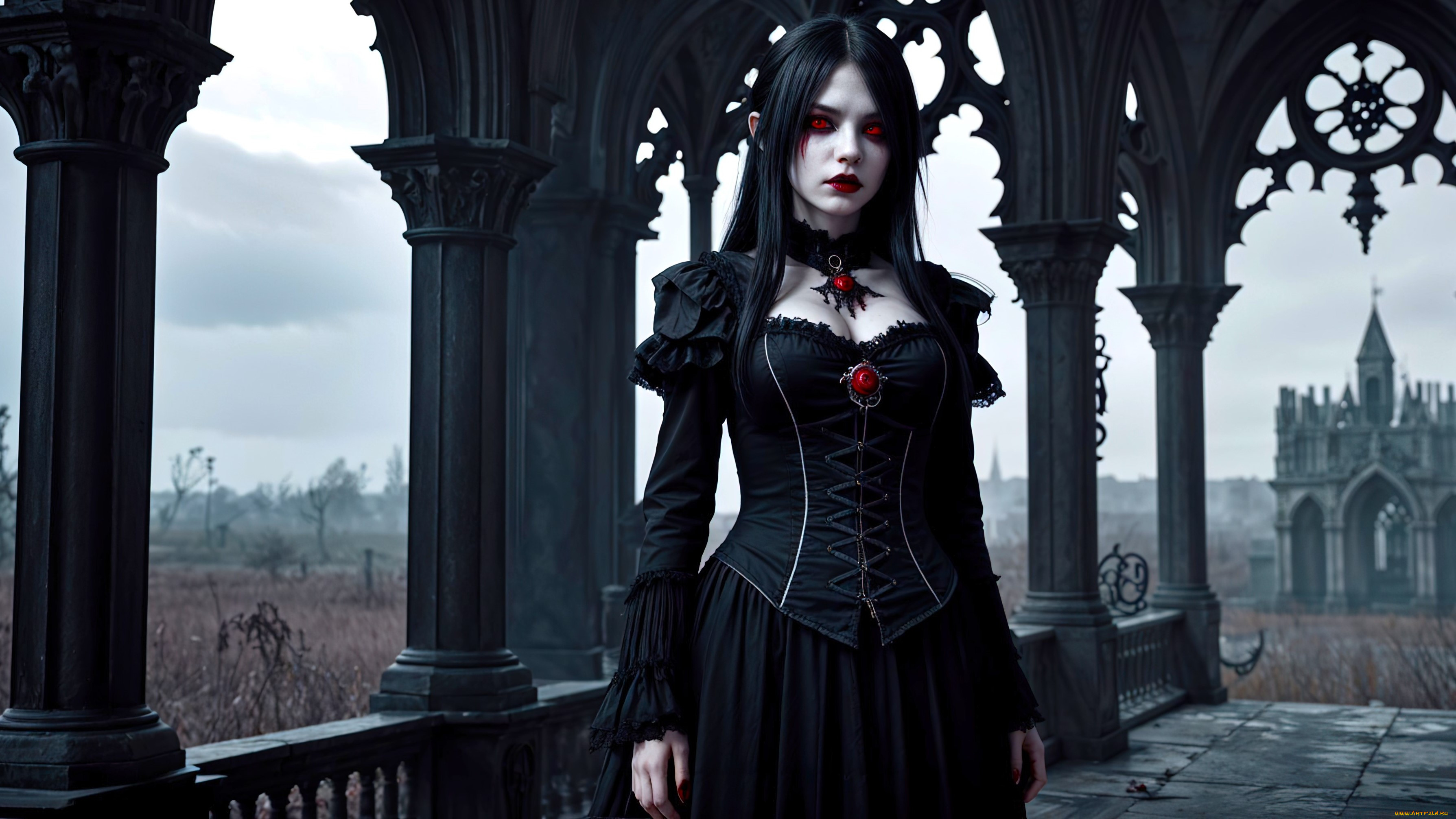 vampire girl art 03 - by biovolkvk, 3 ,  , fantasy, vampire, girl, horror, hd, dark, art, undead